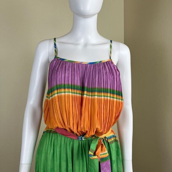 Current Air Women's Size XS Rainbow Pleated Cami Slip Maxi Dress Resort Coastal - Picture 6 of 14